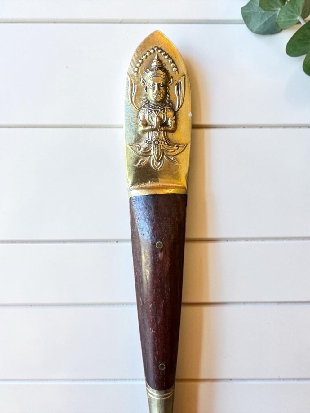 Vintage Siam Thai Brass & Rosewood Buddha Fork Mid Century Flatware - Picture 2 of 7